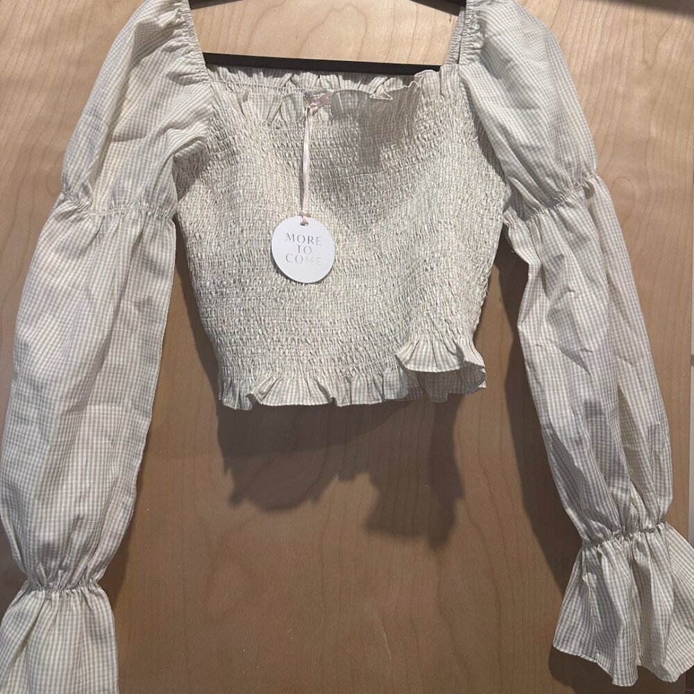 NYT More to Come Smocked Top Puffed Sleeved Off the Shoulder M